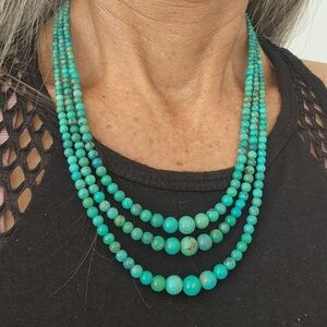 TRIPLE STRAND "Jay King" Turquoise Beaded Necklace